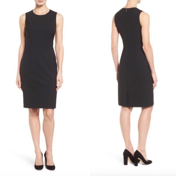 black shift dress midi